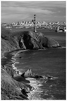 Bonita Cove, Golden Gate Bridge, and city. San Francisco, California, USA ( black and white)