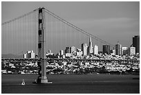 Golden Gate Bridge and San Francisco skyline. San Francisco, California, USA ( black and white)