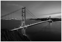 Golden Gate Bridge and San Francisco at dusk. San Francisco, California, USA ( black and white)