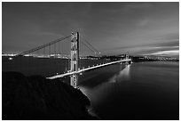 Golden Gate Bridge and city from Battery Spencer, dusk. San Francisco, California, USA ( black and white)