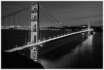 Golden Gate Bridge and San Francisco at night. San Francisco, California, USA ( black and white)