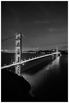 Golden Gate Bridge and city at night. San Francisco, California, USA ( black and white)