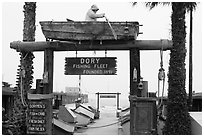 Dory Fishing Fleet fishing cooperative. Newport Beach, Orange County, California, USA ( black and white)