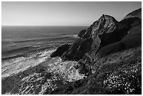 Devils slide, late afternoon. San Mateo County, California, USA ( black and white)