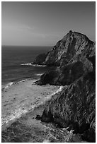 Surf and Coastline, Devils slide, late afternoon. San Mateo County, California, USA ( black and white)