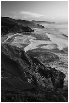 Coastline, Grey Whale Cove, and Montara, sunset. San Mateo County, California, USA ( black and white)