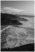 Surf, Grey Whale Cove and Montara, sunset. San Mateo County, California, USA ( black and white)
