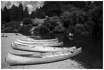 Canoes and Russian River, Monte Rio. California, USA ( black and white)