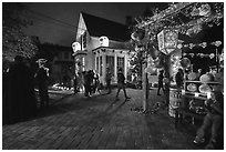 House with Halloween party. Petaluma, California, USA ( black and white)
