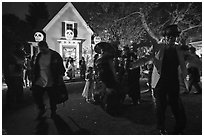 Revellers dance for Halloween. Petaluma, California, USA ( black and white)