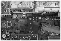 Aerial view of Ghirardelli Square courtyard looking down. San Francisco, California, USA ( black and white)