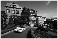 Distinctive houses on Lombard Street. San Francisco, California, USA ( black and white)