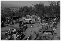 East Jesus art installation from above, Slab City. Nyland, California, USA ( black and white)