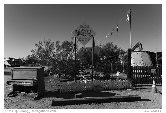 Hostel, Slab City. Nyland, California, USA (black and white)