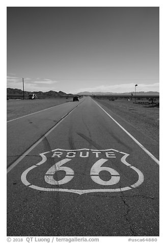 Route 66 marking, Amboy. California, USA (black and white)