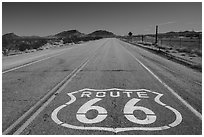 National Trails Highway route 66 marker. California, USA ( black and white)