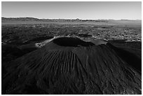 Aerial view of Amboy Crater cinder cone. Mojave Trails National Monument, California, USA ( black and white)