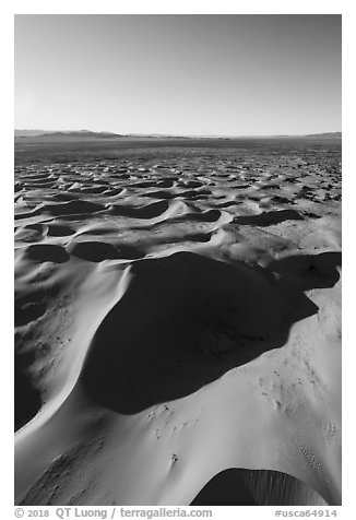 Aerial view of Cadiz dunes and valley. Mojave Trails National Monument, California, USA (black and white)