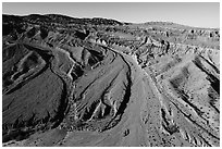 Aerial view of Afton Canyon. Mojave Trails National Monument, California, USA ( black and white)