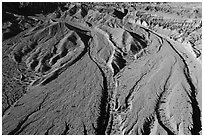Aerial view of dry wash, Afton Canyon. Mojave Trails National Monument, California, USA ( black and white)