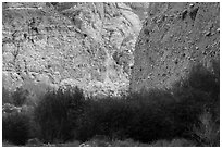 Steep fanglomerate cliffs, Whitewater Preserve. Sand to Snow National Monument, California, USA ( black and white)