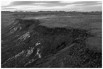 Aerial view of Flat Top Mesa. Sand to Snow National Monument, California, USA ( black and white)
