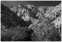 San Jacinto Peak escarpment from Chino Canyon. Santa Rosa and San Jacinto Mountains National Monument, California, USA ( black and white)