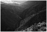 Deep Canyon and Santa Rosa Mountains. Santa Rosa and San Jacinto Mountains National Monument, California, USA ( black and white)