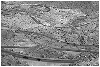 Highway 74 switchbacks. Santa Rosa and San Jacinto Mountains National Monument, California, USA ( black and white)