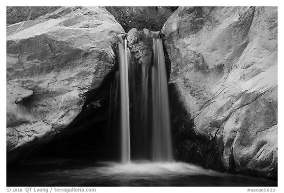 Five-foot waterfall, Tahquitz Canyon, Palm Springs. Santa Rosa and San Jacinto Mountains National Monument, California, USA (black and white)