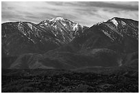 Mount San Antonio and San Gabriel Mountains from Cajon Pass. San Gabriel Mountains National Monument, California, USA ( black and white)