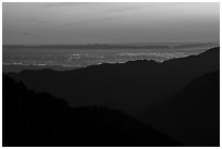 Los Angeles Basin at sunset. San Gabriel Mountains National Monument, California, USA ( black and white)
