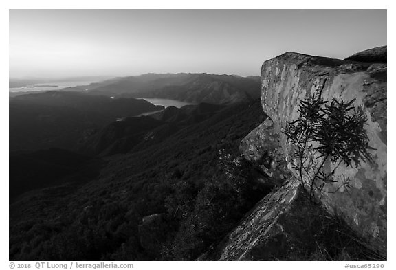 Annies Rock and Markley Canyon at sunset. Berryessa Snow Mountain National Monument, California, USA (black and white)
