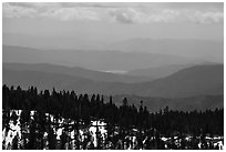Hazy ridges from Snow Mountain. Berryessa Snow Mountain National Monument, California, USA ( black and white)