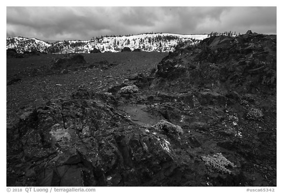 Ancient upthrust seamount rocks, Snow Mountain. Berryessa Snow Mountain National Monument, California, USA (black and white)