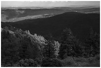 Forested ridges, Snow Mountain Wilderness. Berryessa Snow Mountain National Monument, California, USA ( black and white)
