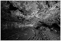 Golden Dome Cave Lava tube. Lava Beds National Monument, California, USA ( black and white)