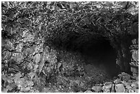 Skull Cave entrance. Lava Beds National Monument, California, USA ( black and white)