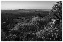 View from Schonchin Butte, sunset. Lava Beds National Monument, California, USA ( black and white)