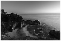 McWay Cove and waterfall at twilight, Julia Pfeiffer Burns State Park. Big Sur, California, USA ( black and white)