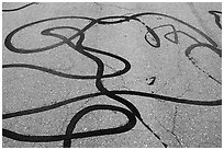 Asphalt marks, route 66. Mojave Trails National Monument, California, USA ( black and white)