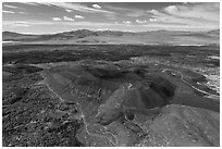 Aerial view of Pisgah Crater and lava flow. Mojave Trails National Monument, California, USA ( black and white)