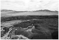 Aerial view of Lavic Lake volcanic field. Mojave Trails National Monument, California, USA ( black and white)