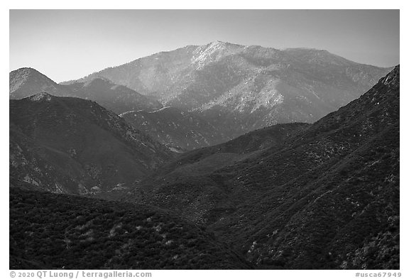 Mt Baldy from San Antonio Canyon. San Gabriel Mountains National Monument, California, USA (black and white)