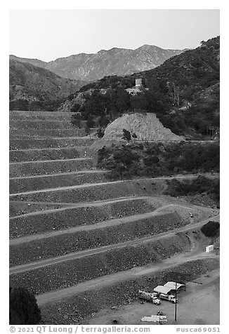 San Gabriel Dam and Cucamonga Peak. San Gabriel Mountains National Monument, California, USA (black and white)