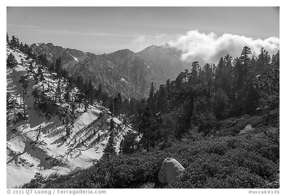 Galena Peak from San Gorgonio Mountain. Sand to Snow National Monument, California, USA (black and white)