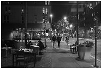 Telegraph Avenue at night with chessboards. Berkeley, California, USA ( black and white)