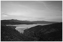 Indian Valley Reservoir by moonlight. Berryessa Snow Mountain National Monument, California, USA ( black and white)