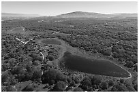 Aerial view of string of ponds. California, USA ( black and white)