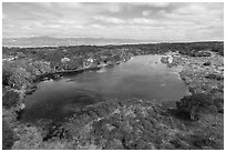 Aerial view of pond with Salinas Valley in the distance. California, USA ( black and white)